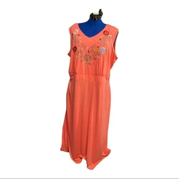 WOMAN WITHIN, Orange FloralMaxi Dress, Size 1X,‎ - Picture 9 of 11